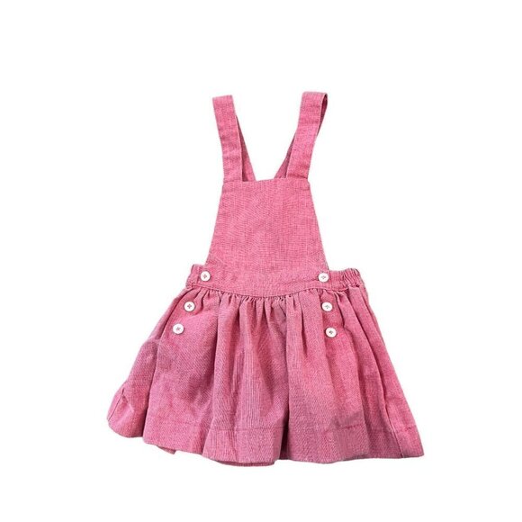 Buissonniere Girls Overall Skirt Dress Linen Blend Size 2 Pink - Picture 2 of 5
